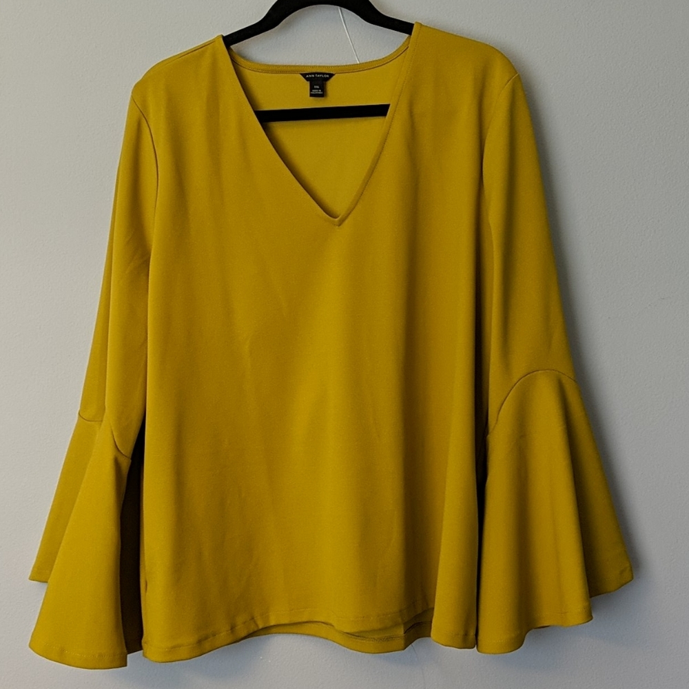 Ann Taylor Yellow V-Neck Blouse
